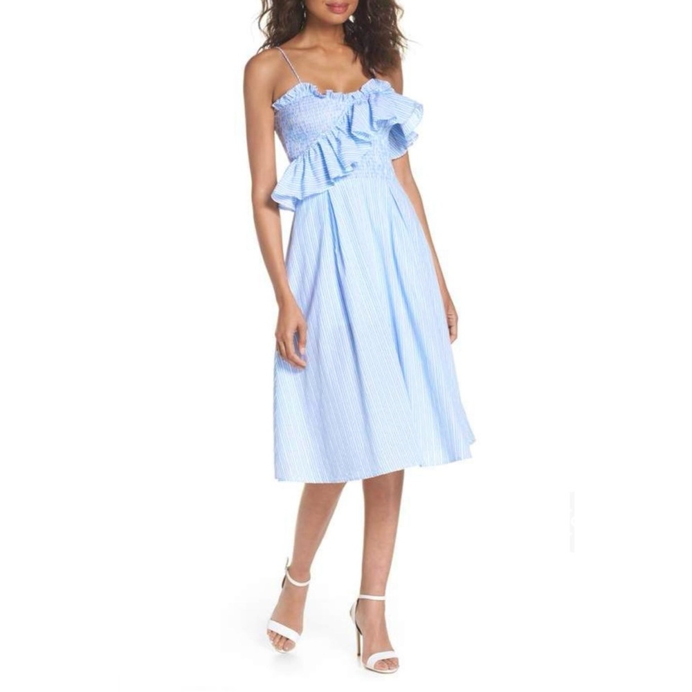 Anthropologie First Monday Stripe Poplin Fit & Flare dress